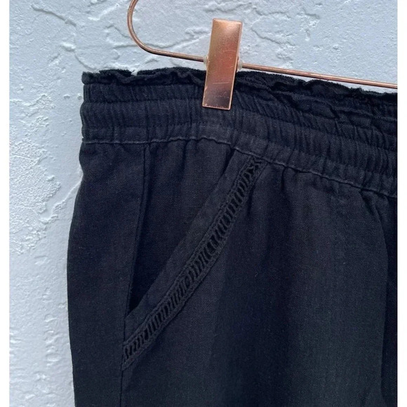 Rewind Womens Elastic Waist Drawstring Loose Linen Trouser Black Sz XL - Picture 3 of 9